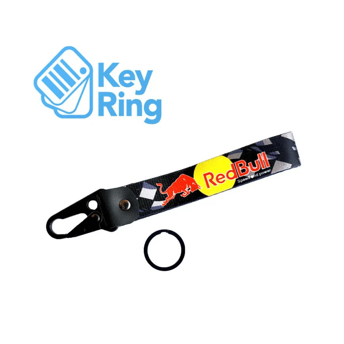 1-PC Motorcycle Collectable Strap Embroidery Keyring Keychain For Honda Yamaha Suzuki Ducati BMW Aprilia Kawasaki Benelli Yari Mitsubish Key Ring Chain RED BULL